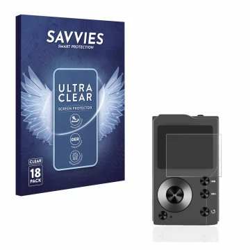 Face avant d’un emballage produit avec le logo de la marque Savvies. À côté, l’appareil Surfans F20 est représenté avec la pro