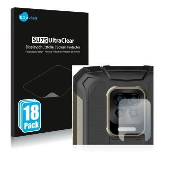 Face avant d’un emballage produit avec le logo de la marque Savvies. À côté, l’appareil Doogee S59 Pro (Caméra UNIQUEMENT) est