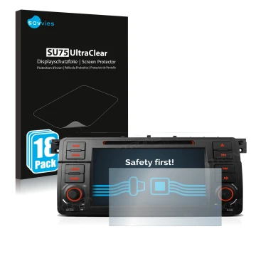 Face avant d’un emballage produit avec le logo de la marque Savvies. À côté, l’appareil Xtrons PQ7046B est représenté avec la 