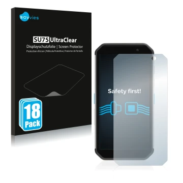 Face avant d’un emballage produit avec le logo de la marque Savvies. À côté, l’appareil Almex AiM TC601 est représenté avec la