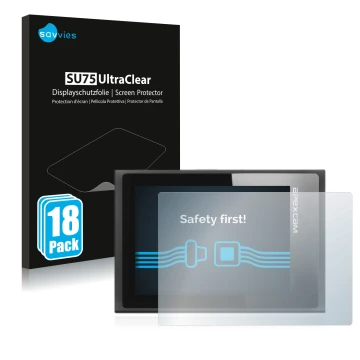 Face avant d’un emballage produit avec le logo de la marque Savvies. À côté, l’appareil Apexcam ‎M80 Air est représenté avec l