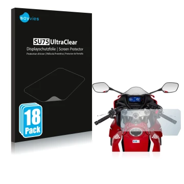 Face avant d’un emballage produit avec le logo de la marque Savvies. À côté, l’appareil Honda CBR650R 2019-2021 est représenté