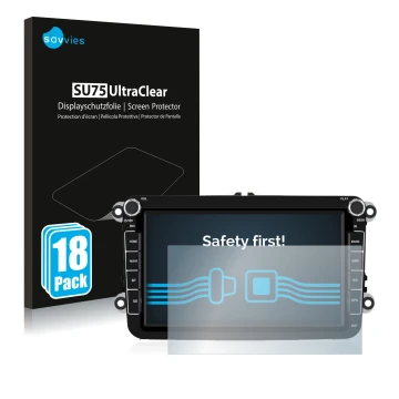 Face avant d’un emballage produit avec le logo de la marque Savvies. À côté, l’appareil Isudar T72 8