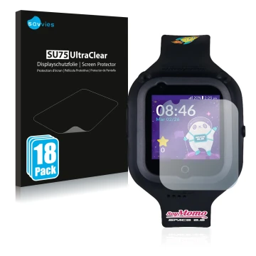 Face avant d’un emballage produit avec le logo de la marque Savvies. À côté, l’appareil SoyMomo Space 2.0 est représenté avec 