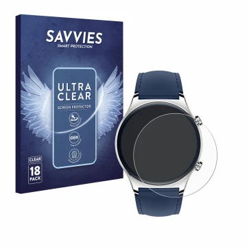 Face avant d’un emballage produit avec le logo de la marque Savvies. À côté, l’appareil Honor Watch GS 3 est représenté avec l