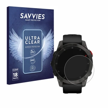 Face avant d’un emballage produit avec le logo de la marque Savvies. À côté, l’appareil Garmin epix (Gen. 2) est représenté av