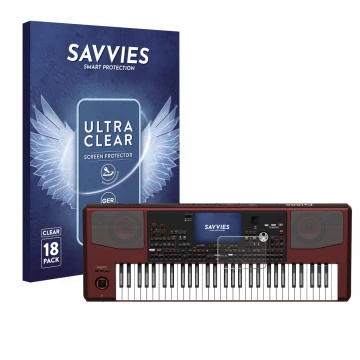Face avant d’un emballage produit avec le logo de la marque Savvies. À côté, l’appareil KORG Pa1000 est représenté avec la pro