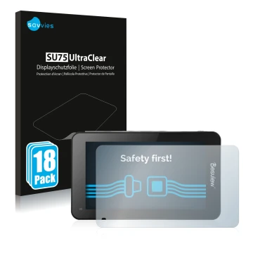 Face avant d’un emballage produit avec le logo de la marque Savvies. À côté, l’appareil Desview R6 UHB 5.5