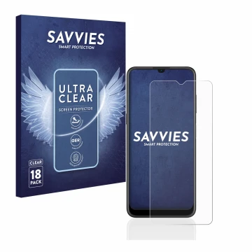 Face avant d’un emballage produit avec le logo de la marque Savvies. À côté, l’appareil Nokia G21 est représenté avec la prote
