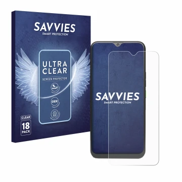 Face avant d’un emballage produit avec le logo de la marque Savvies. À côté, l’appareil 4G Systems Rephone est représenté avec