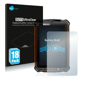 Face avant d’un emballage produit avec le logo de la marque Savvies. À côté, l’appareil i.safe MOBILE IS930.1 est représenté a