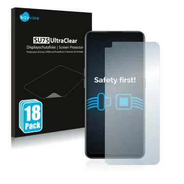 Face avant d’un emballage produit avec le logo de la marque Savvies. À côté, l’appareil OnePlus Nord CE 2 5G est représenté av