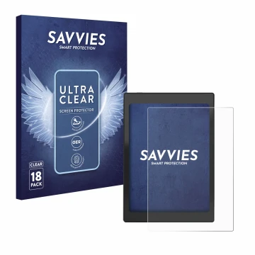 Face avant d’un emballage produit avec le logo de la marque Savvies. À côté, l’appareil Boox Nova Air C est représenté avec la