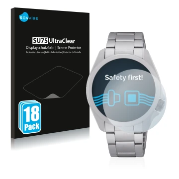 Face avant d’un emballage produit avec le logo de la marque Savvies. À côté, l’appareil Seiko 5 Sports SRPH49K1 est représenté