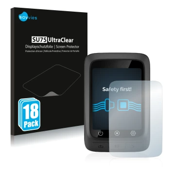 Face avant d’un emballage produit avec le logo de la marque Savvies. À côté, l’appareil CooSpo BC107 est représenté avec la pr