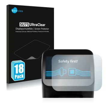 Face avant d’un emballage produit avec le logo de la marque Savvies. À côté, l’appareil Shaper Origin Gen1 est représenté avec