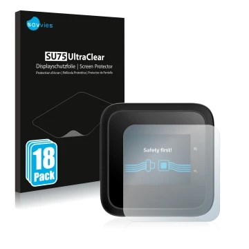 Face avant d’un emballage produit avec le logo de la marque Savvies. À côté, l’appareil Netgear Nighthawk M6 Pro est représent