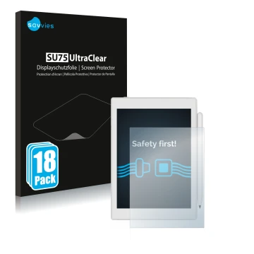 Face avant d’un emballage produit avec le logo de la marque Savvies. À côté, l’appareil Boox Nova Air 2 est représenté avec la