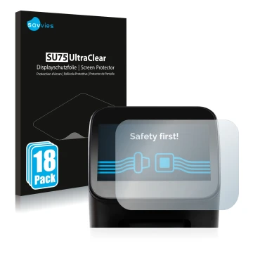 Face avant d’un emballage produit avec le logo de la marque Savvies. À côté, l’appareil Shaper Origin Gen2 est représenté avec