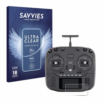 Face avant d’un emballage produit avec le logo de la marque Savvies. À côté, l’appareil Radiomaster Boxer est représenté avec 