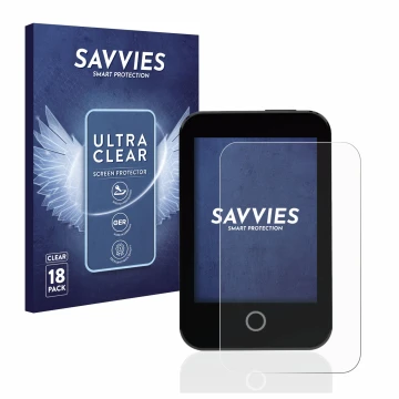 Face avant d’un emballage produit avec le logo de la marque Savvies. À côté, l’appareil Medtrum Touchcare nano CGM est représe