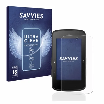 Face avant d’un emballage produit avec le logo de la marque Savvies. À côté, l’appareil Bryton Rider 750 SE est représenté ave