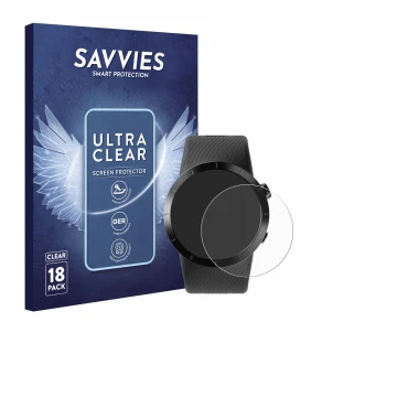 Face avant d’un emballage produit avec le logo de la marque Savvies. À côté, l’appareil Shot Scope X5 est représenté avec la p