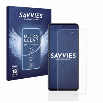 Face avant d’un emballage produit avec le logo de la marque Savvies. À côté, l’appareil realme C55 est représenté avec la prot