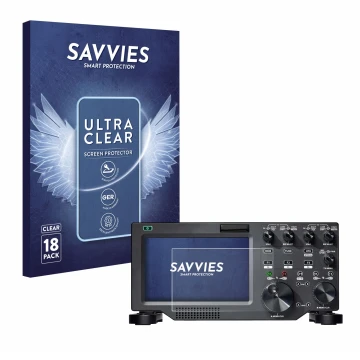 Face avant d’un emballage produit avec le logo de la marque Savvies. À côté, l’appareil FlexRadio Maestro FLEX-6000 est représ