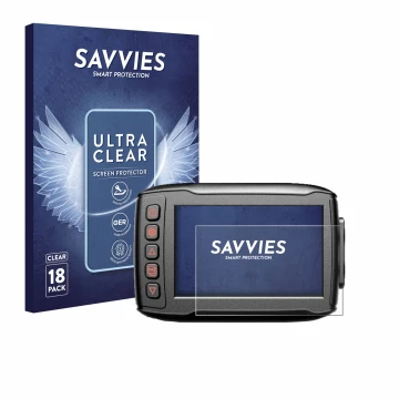 Face avant d’un emballage produit avec le logo de la marque Savvies. À côté, l’appareil Blueskysea DV999 est représenté avec l