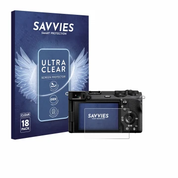Face avant d’un emballage produit avec le logo de la marque Savvies. À côté, l’appareil Sony Alpha 6700 est représenté avec la