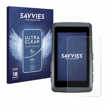 Face avant d’un emballage produit avec le logo de la marque Savvies. À côté, l’appareil Sigma ROX 12.1 EVO est représenté avec