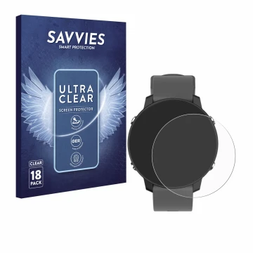Face avant d’un emballage produit avec le logo de la marque Savvies. À côté, l’appareil Shot Scope G5 GPS Watch est représenté