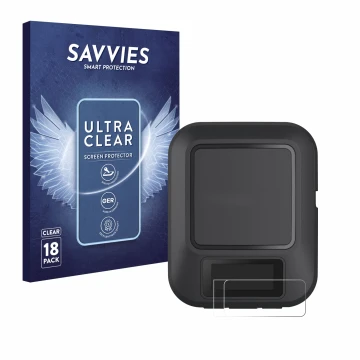 Face avant d’un emballage produit avec le logo de la marque Savvies. À côté, l’appareil Garmin inReach Messenger est représent