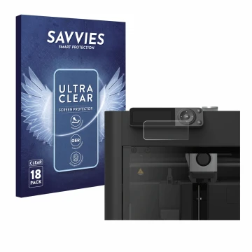 Face avant d’un emballage produit avec le logo de la marque Savvies. À côté, l’appareil Bambu Lab P1S 3D Printer est représent