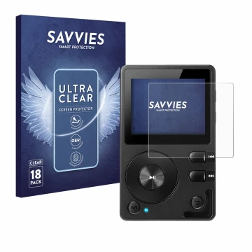Face avant d’un emballage produit avec le logo de la marque Savvies. À côté, l’appareil Hifi Walker H2 est représenté avec la 