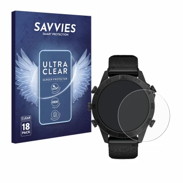Face avant d’un emballage produit avec le logo de la marque Savvies. À côté, l’appareil Garmin Marq Commander Gen 2 est représ