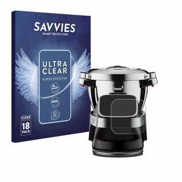 Face avant d’un emballage produit avec le logo de la marque Savvies. À côté, l’appareil WMF Avantgarde est représenté avec la 