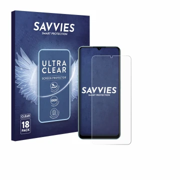 Face avant d’un emballage produit avec le logo de la marque Savvies. À côté, l’appareil Oppo A78 5G est représenté avec la pro