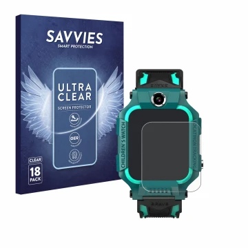 Face avant d’un emballage produit avec le logo de la marque Savvies. À côté, l’appareil Retoo Smartwatch 1.44