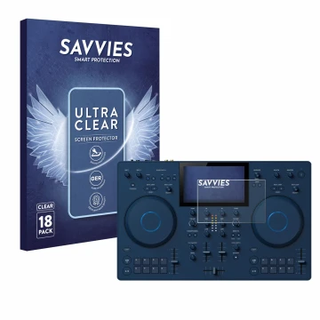 Face avant d’un emballage produit avec le logo de la marque Savvies. À côté, l’appareil AlphaTheta OMNIS-Duo est représenté av