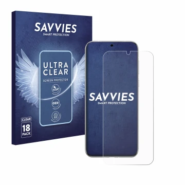 Face avant d’un emballage produit avec le logo de la marque Savvies. À côté, l’appareil Huawei Pura 70 Ultra est représenté av