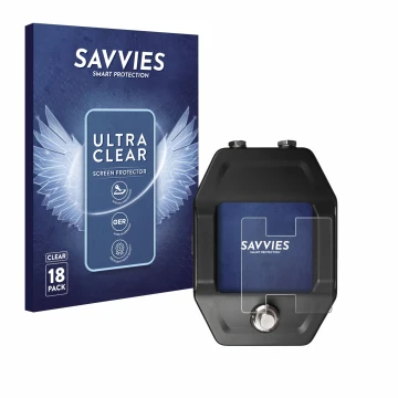 Face avant d’un emballage produit avec le logo de la marque Savvies. À côté, l’appareil Shure GLXD16+ est représenté avec la p