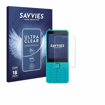 Face avant d’un emballage produit avec le logo de la marque Savvies. À côté, l’appareil Nokia 235 4G (2024) est représenté ave