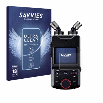Face avant d’un emballage produit avec le logo de la marque Savvies. À côté, l’appareil Tascam Portacapture X6 est représenté 