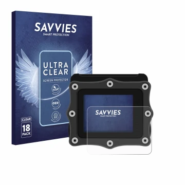 Face avant d’un emballage produit avec le logo de la marque Savvies. À côté, l’appareil Shearwater Perdix dive computer est re