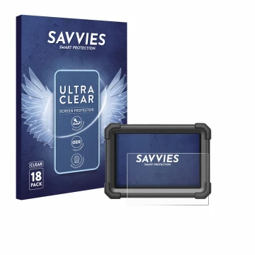 Face avant d’un emballage produit avec le logo de la marque Savvies. À côté, l’appareil Launch X-431 Pro Dyno est représenté a