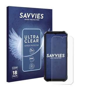 Face avant d’un emballage produit avec le logo de la marque Savvies. À côté, l’appareil Fossibot F106 Pro est représenté avec 