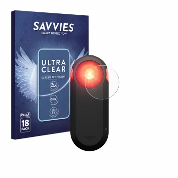 Face avant d’un emballage produit avec le logo de la marque Savvies. À côté, l’appareil Garmin Varia RTL516 est représenté ave