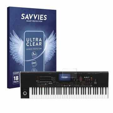 Face avant d’un emballage produit avec le logo de la marque Savvies. À côté, l’appareil KORG Pa4x est représenté avec la prote